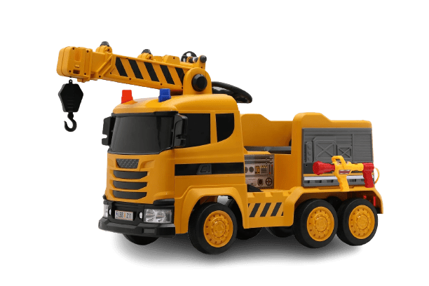 Camion Electric Kinderauto Costrucktor cu Macara 140W 12V 10Ah Galben