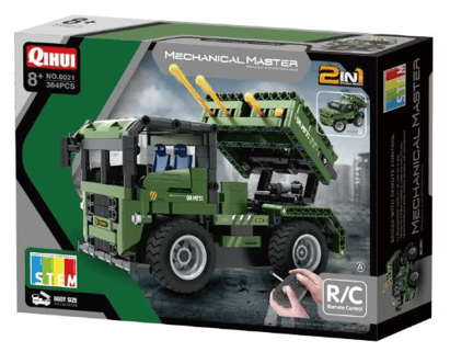 Camion militar RC telecomandat cu lansator rachete set constructie 364 piese Qihui