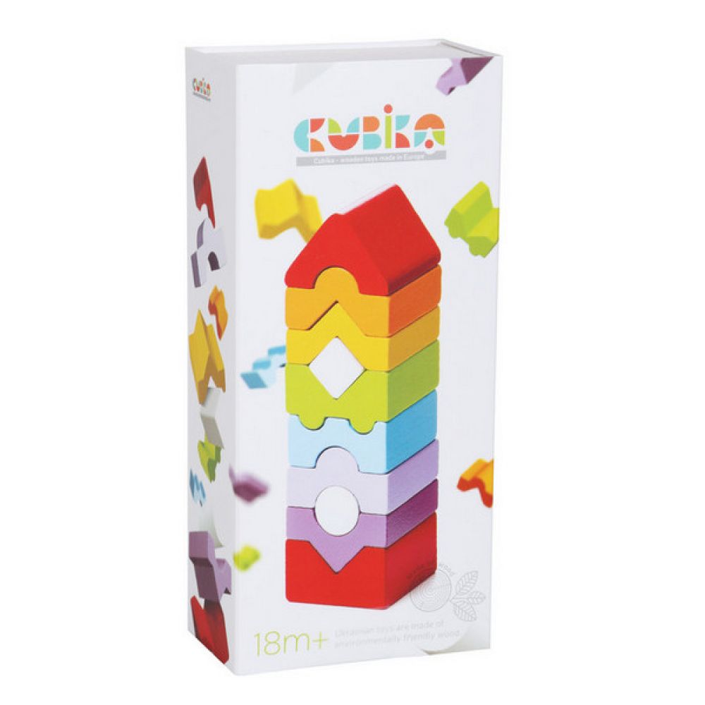 Cubika Set Constructie Lemn Turn Clasic 12 Piese Dezvoltare Abilitati Motorii