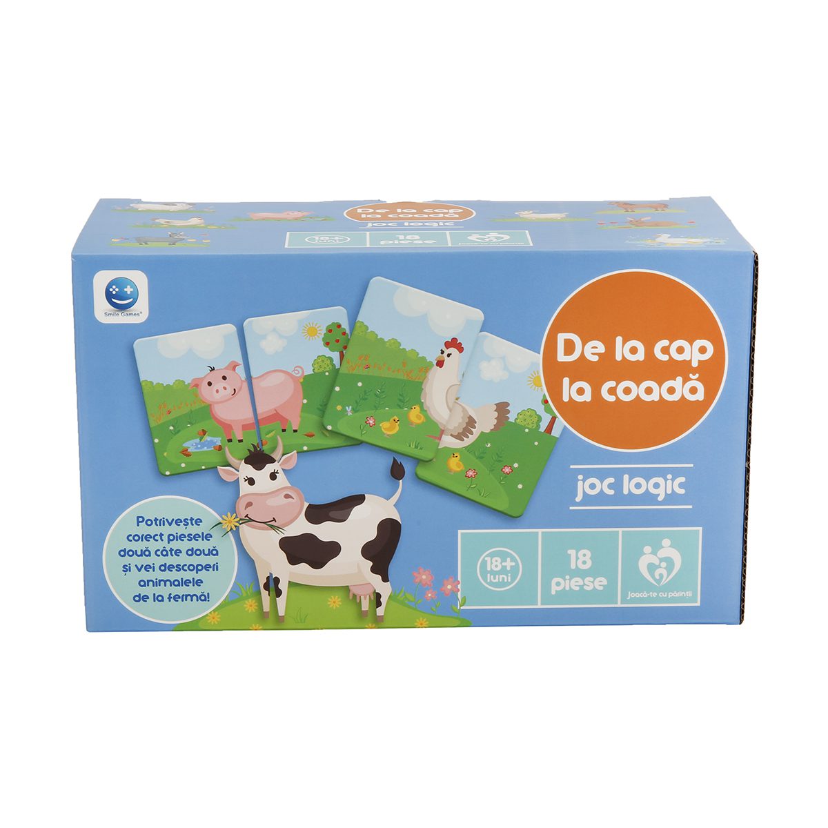 Joc Educativ Logica Animale Ferma Piese Puzzle 18 Bucati Asamblare Cap Coada