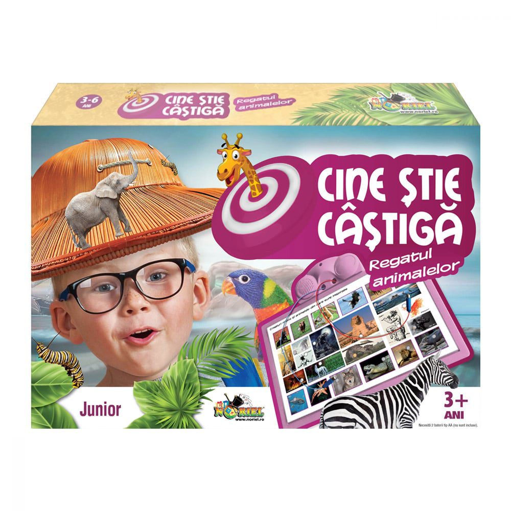 Joc educativ Noriel Cine stie castiga - 12 Planse Zoologie pentru Copii