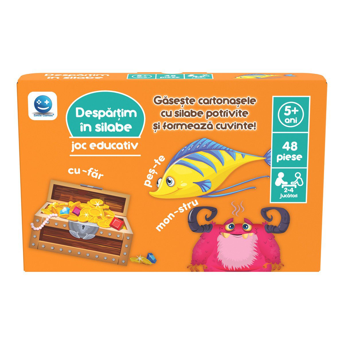 Joc educativ Smile Games Exersare Silabe si Formare Cuvinte cu 40 Cartonase