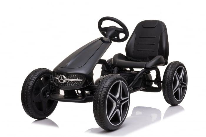 Kinderauto GO Kart Pedala Mercedes Roti Cauciuc Solid Negru