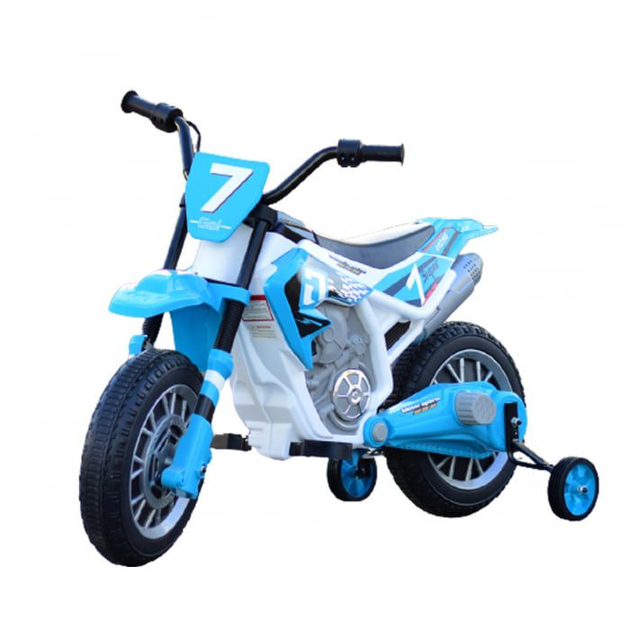 Motocicleta electrica Kinderauto BJH022 12V 70W Albastru cu roti ajutatoare