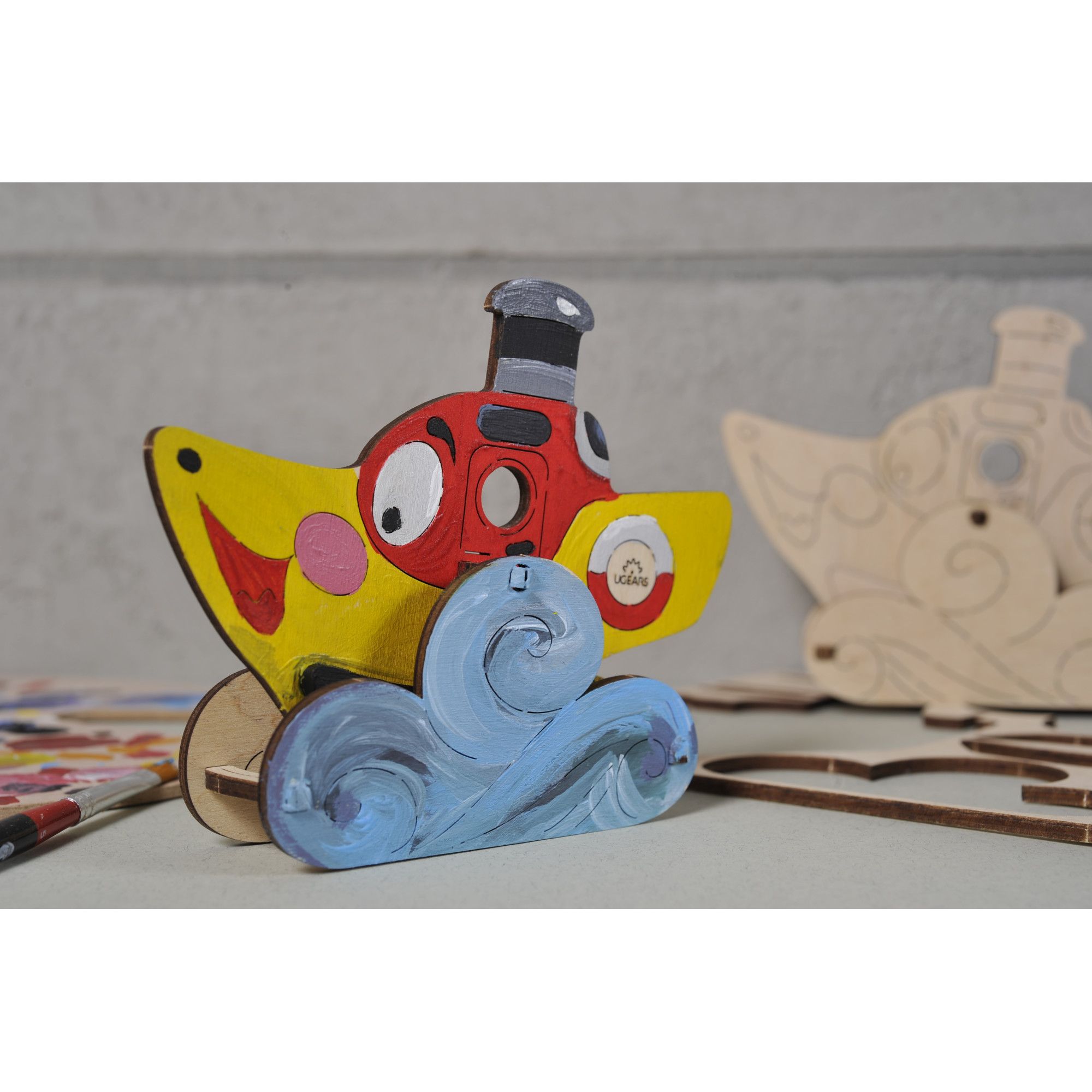 Puzzle 3D UGears Nava Aburi de colorat usor de asamblat pentru copii 5+ ani