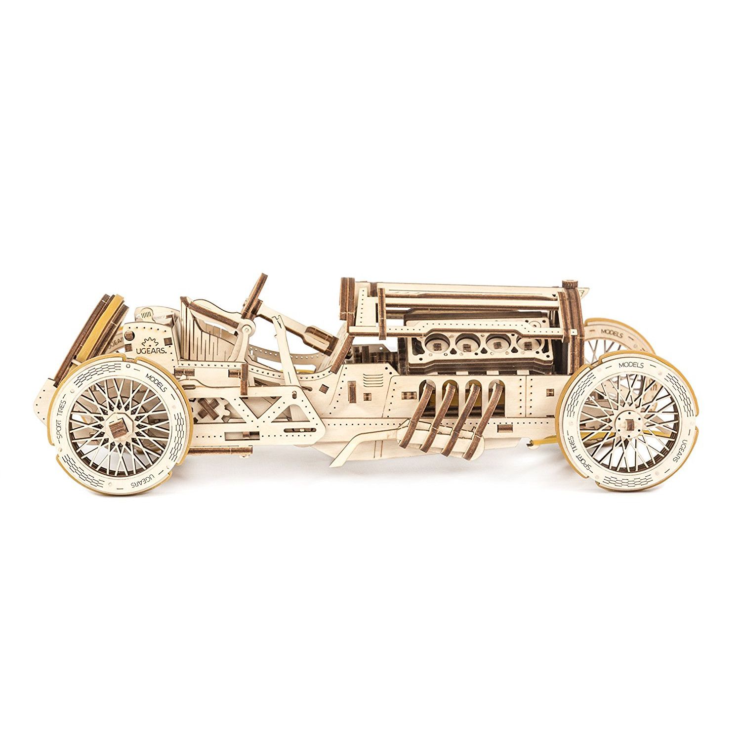 Puzzle 3D Ugears Masina U-9 Grand Prix Design Epoca de Aur