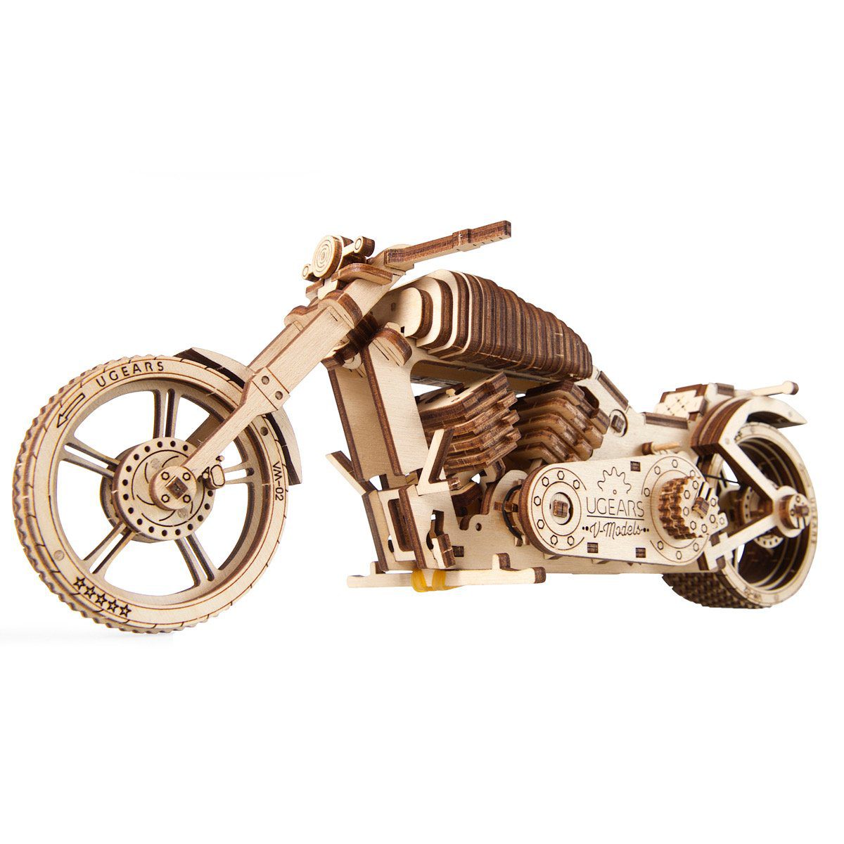 Puzzle 3D Ugears Motocicleta VM-02 - Mecanic cu Piese din Lemn pentru Asamblare