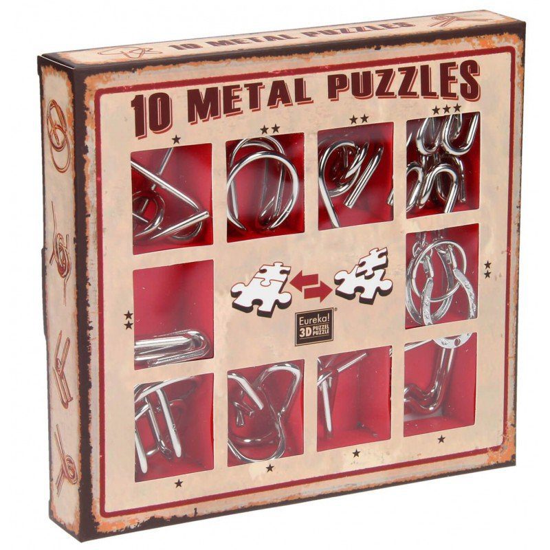 Set 10 Puzzle-uri 3D Metalice Eureka - 3 Niveluri Junior Expert Extreme
