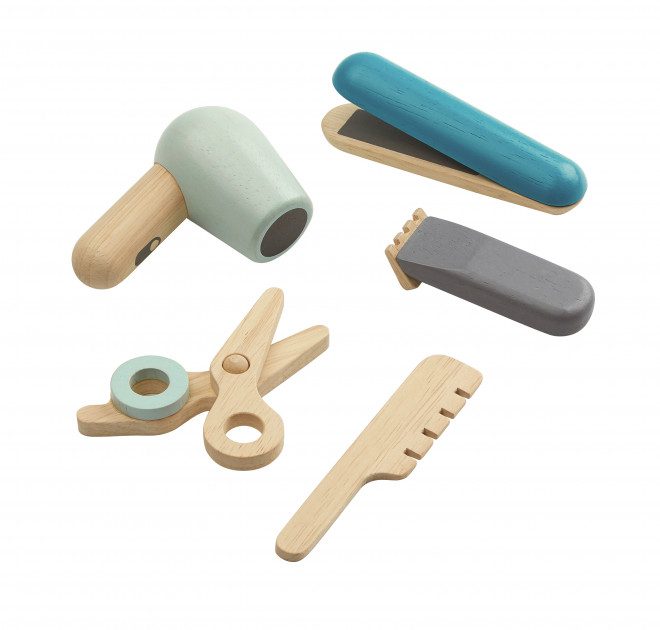 Set Jucarii Lemn Coafura Plan Toys - Dezvoltare Logica si Non-Toxica
