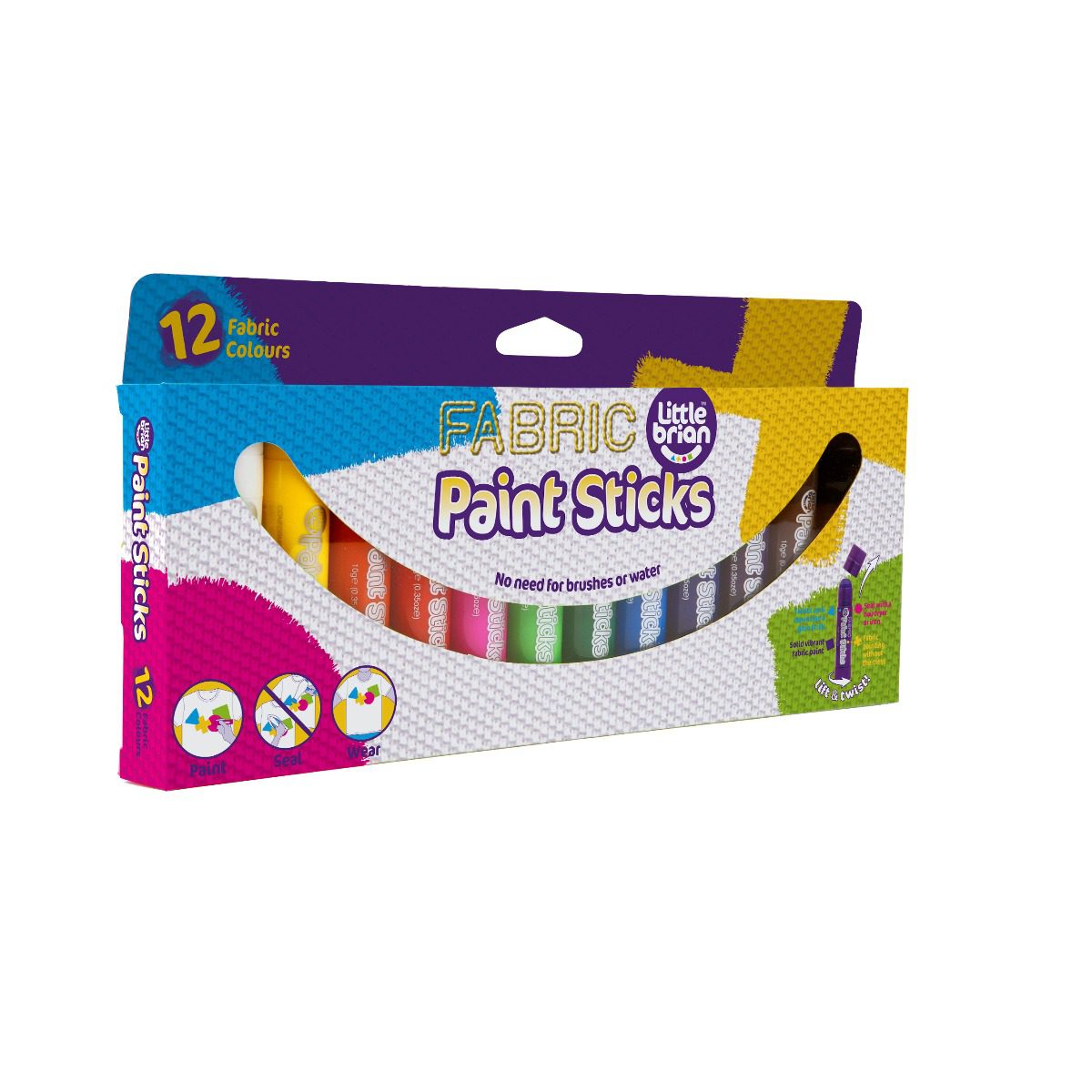 Set batoane colorat tesaturi Little Brian 12 culori spalare rapida fixare termica