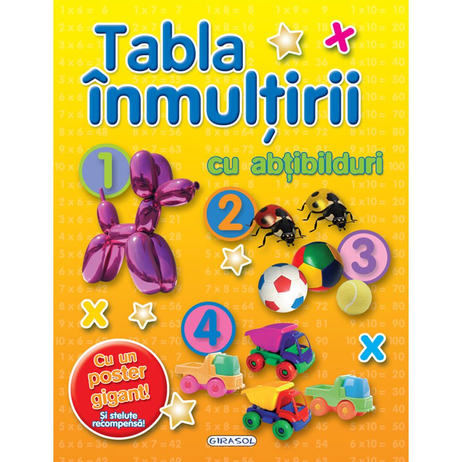 Tabla inmultirii cu abtibilduri si poster gigant Girasol - Set educativ 5+
