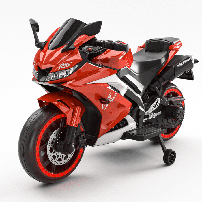 Motocicleta Electrica Kinderauto TR15 Super Rosie 3-9 Ani Roti Ajutatoare
