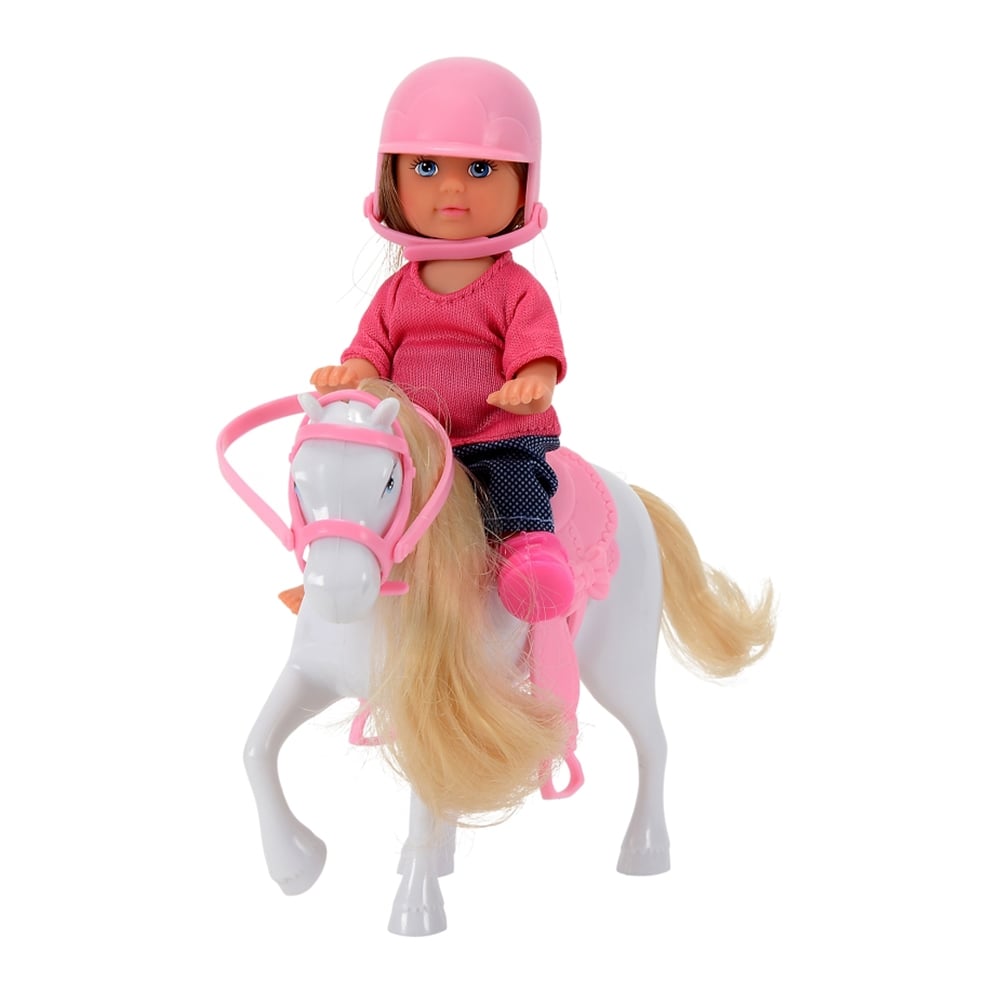 Papusa Evi Love Costum Echitatie Ponei Casca Roz Accesorii Moda