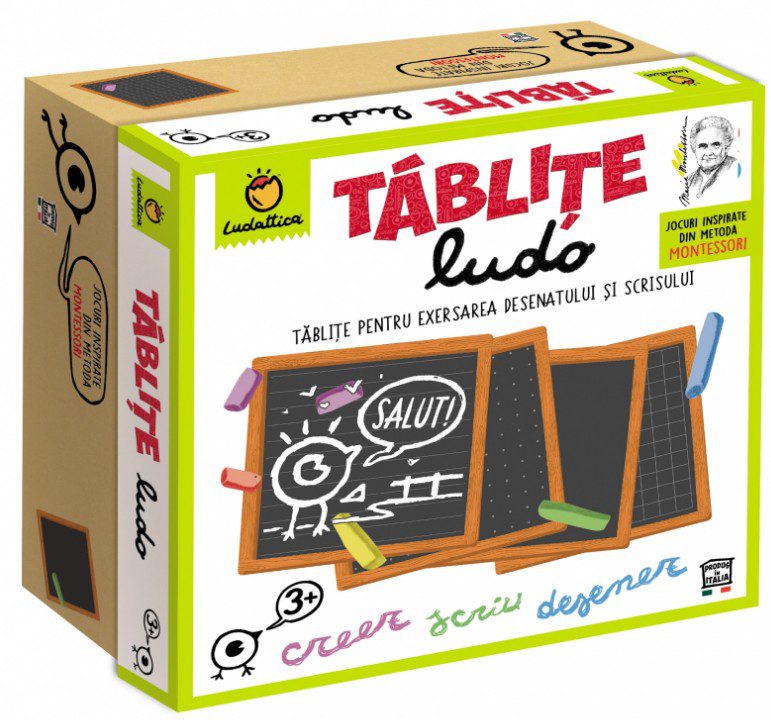 Set Tablite Ludo Ludattica cu Sabloane si Creta pentru Dezvoltarea Motorie 3+