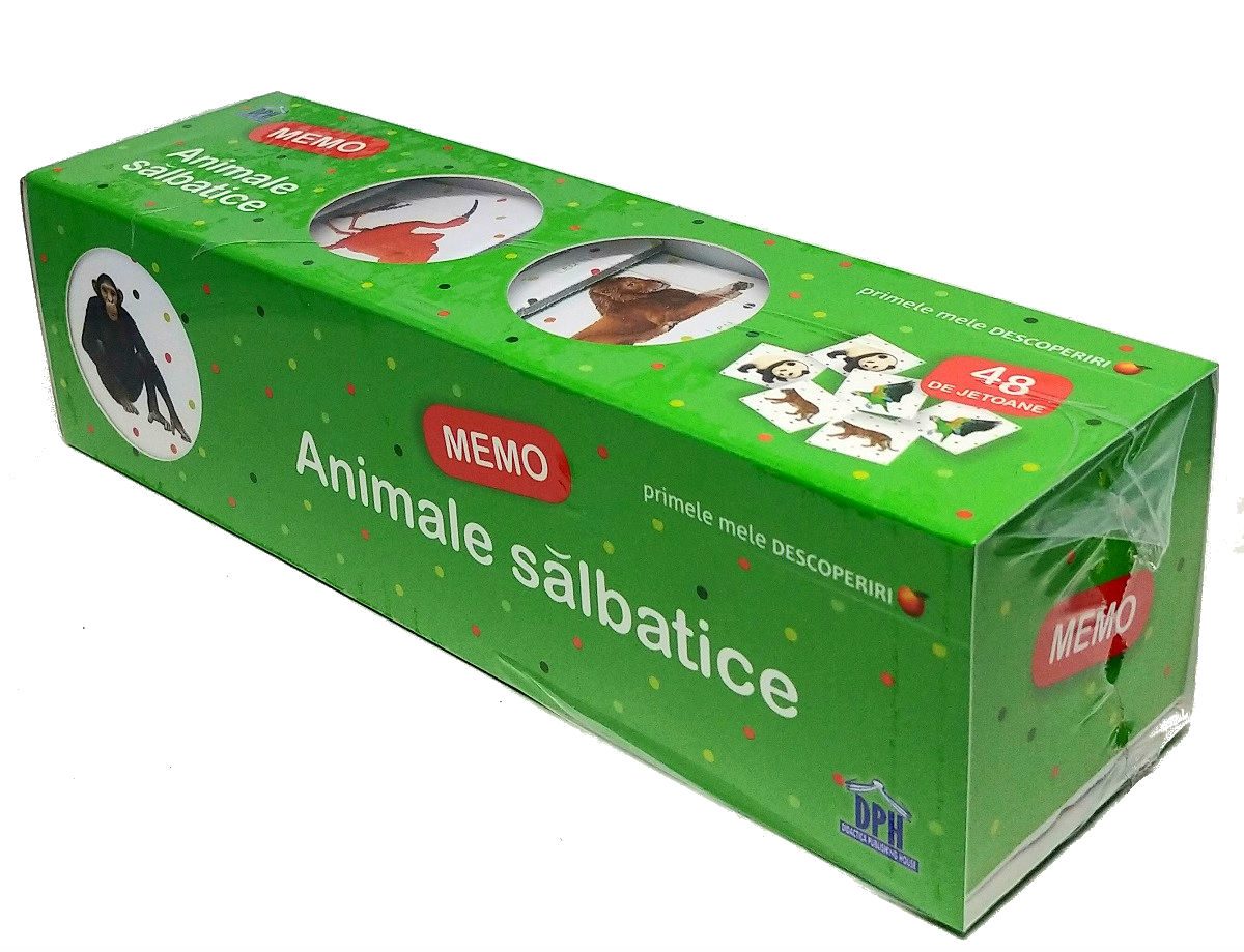 Joc Memo Animale Salbatice 48 Jetoane Didactica Dezvolta Memoria Observatie