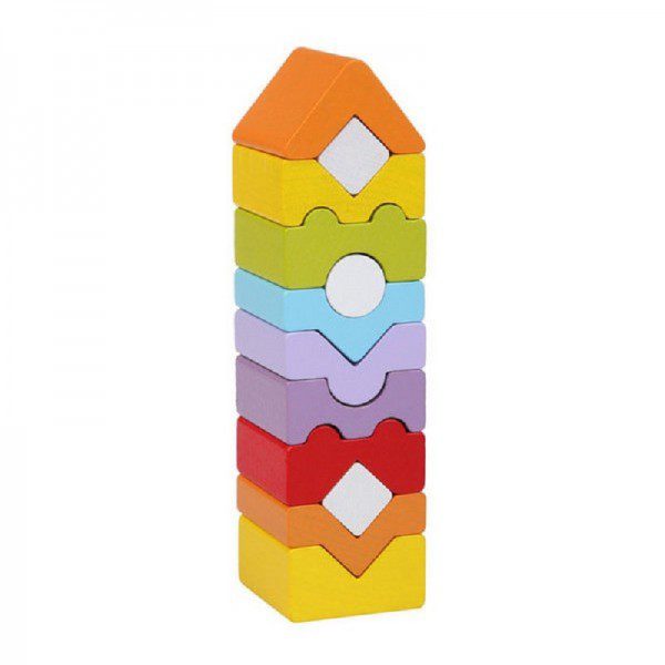 Jucarie educativa din lemn Cubika Turn de constructie pentru dezvoltarea motricitatii