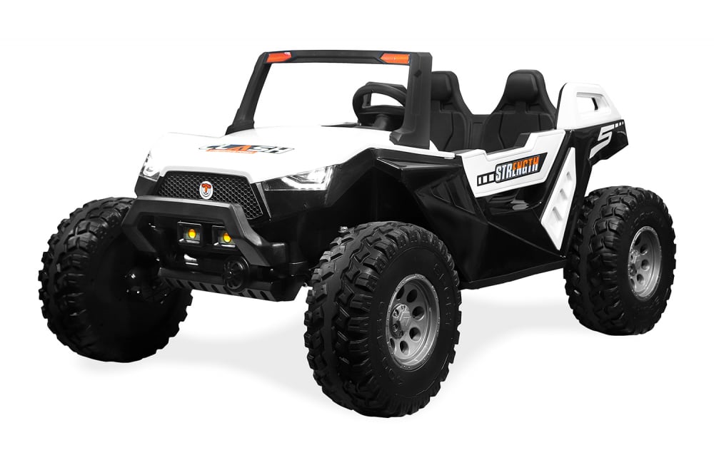 Kinderauto Xxl Buggy alb Utv electric pentru copii 3-12 ani 400W roti moi scaun tapitat