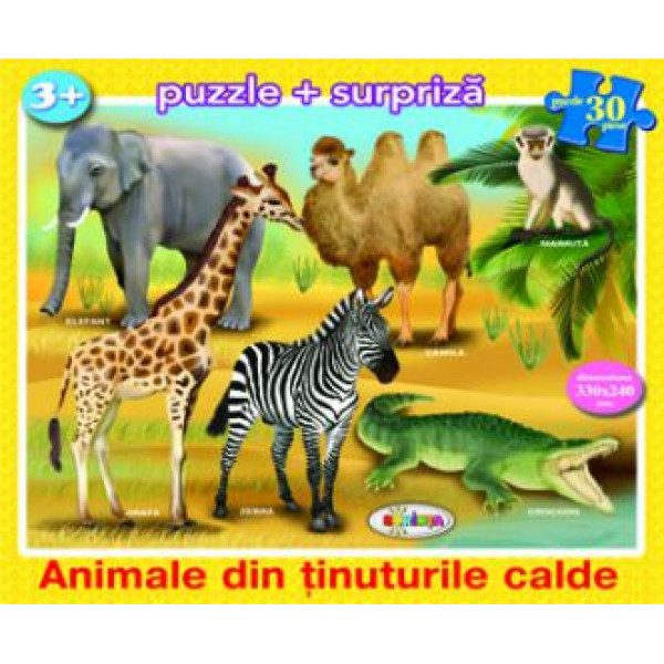 Puzzle Animale din tinuturile calde 30 piese cu fisa surpriza Dorinta
