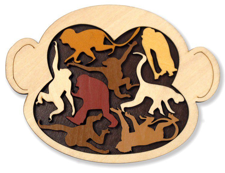 Puzzle din lemn RecentToys Monkey Madness - Provocare logica cu maimute