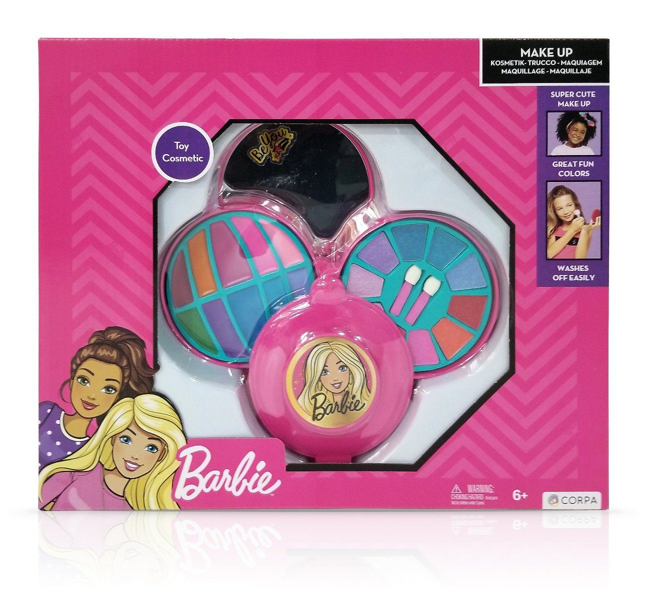 Set Machiaj Barbie Caseta Rotunda 3 Niveluri Farduri Pudra Luciu Buze