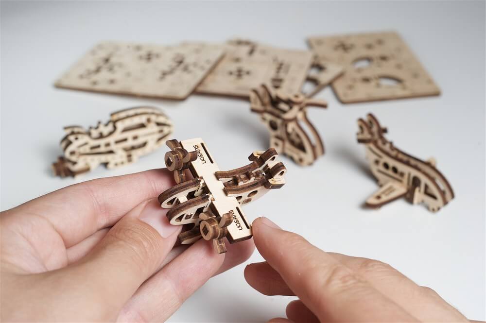 UGears Puzzle 3D Mecanic U-Fidget Aircrafts - 4 Avioane