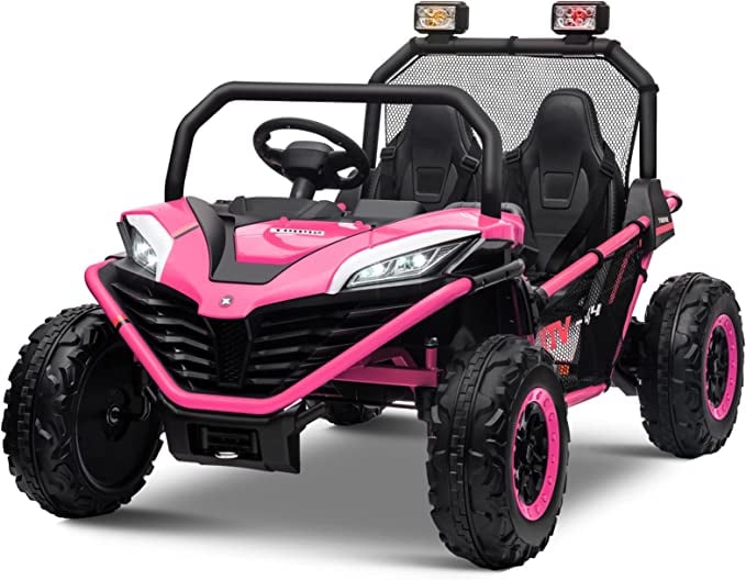 Utv Kinderauto Dune-Buggy 300W 24V Premium Rose pentru 2 Copii cu Roti Moi